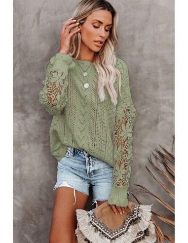 Pull Dentelle Vert les ctes