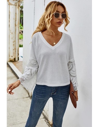 Pull Col V Dentelle la livraison gratuite