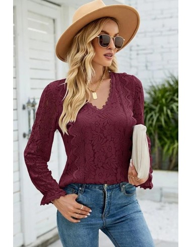 Blouse Dentelle Bordeaux shop