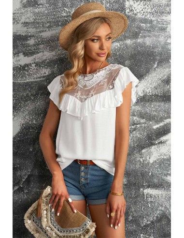 Blouse Dentelle Volant de pas cher