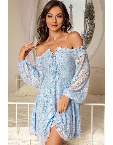 Robe Bleu Clair Dentelle sur le site 