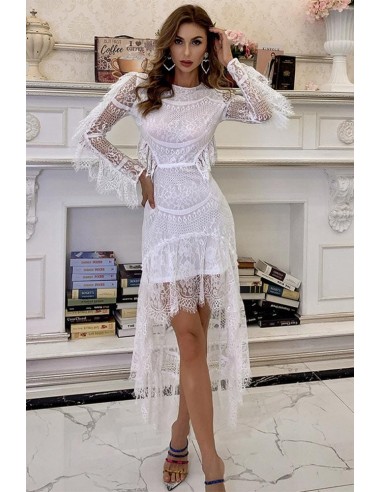 Robe Cocktail Dentelle Blanche solde