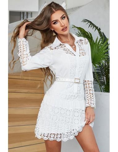 Robe Chemise Dentelle Blanche JUSQU'A -70%! 