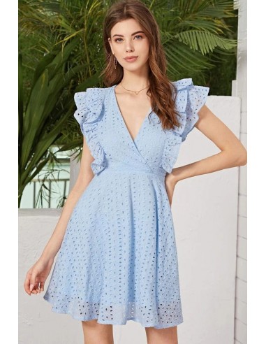 Robe Broderie Anglaise Bleue offre 