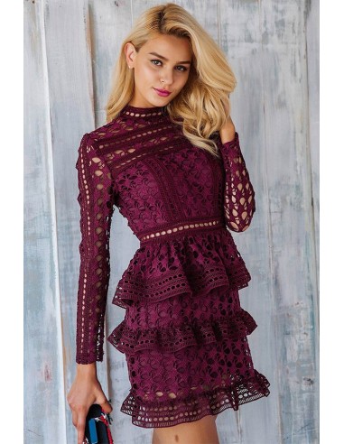 Robe Bordeaux Dentelle pas cheres