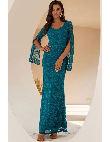 Robe Dentelle Longue Turquoise En savoir plus