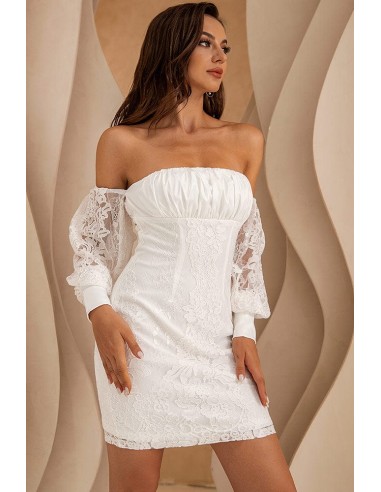 Robe Blanche Dentelle Col Bateau l'achat 