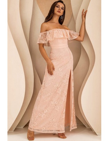 Robe Longue Dentelle Rose Pâle en ligne des produits 