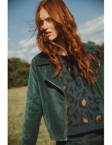 VESTE PERFECTO VELOURS BETSY VERT FOREST Dans la société mordern