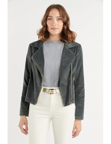 VESTE PERFECTO VELOURS BETSY CARBONE en ligne