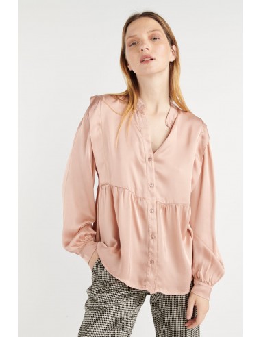 CHEMISE À VOLANTS BASTIEN ROSE PLUME solde