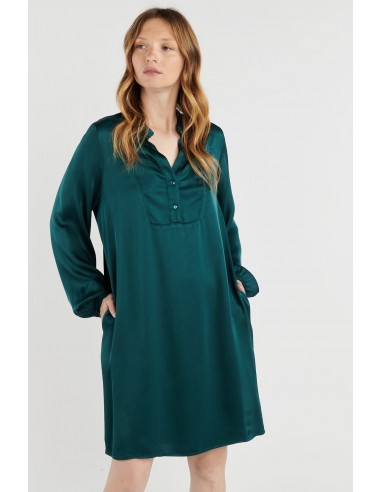 ROBE SATINÉE BRITNEY VERT FOREST 50-70% off 