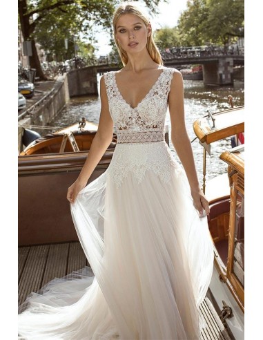 Robe de Mariée Bretelle Dentelle 2024