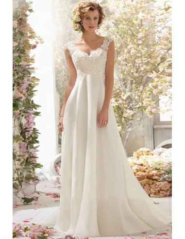 Robe de Mariée Décolleté Dentelle basket pas cher