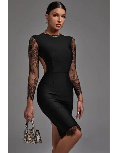 Robe Noire Dentelle Manche Longue du meilleur 