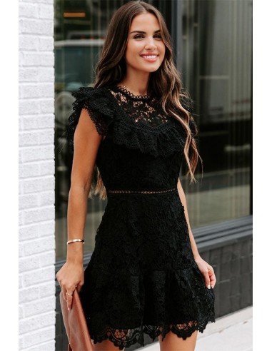 Robe Courte Cocktail Dentelle Noire livraison et retour toujours gratuits