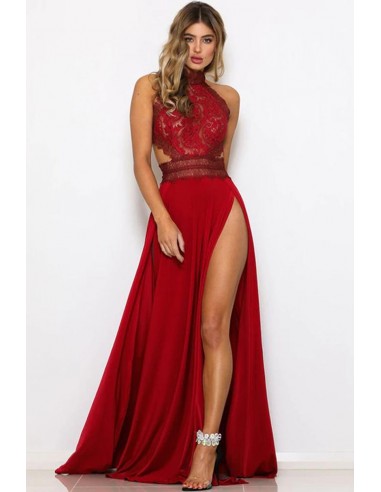 Robe Rouge Longue Dentelle outlet