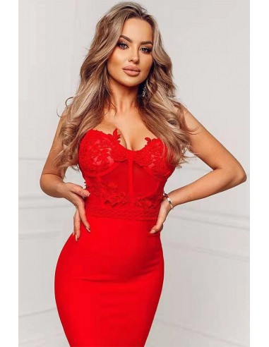 Robe Rouge Dentelle Moulante la livraison gratuite