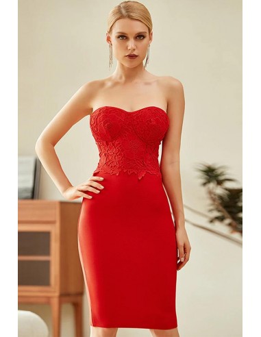 Robe Dentelle Bustier Rouge Fin de série