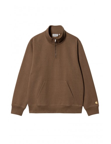 CARHARTT WIP CHASE NECK ZIP SWEAT Tamarind / Gold chez Cornerstreet bien 