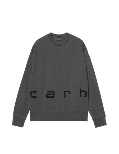 CARHARTT WIP FELT SCRIPT SWEAT Black Garment Dyed sur le site 