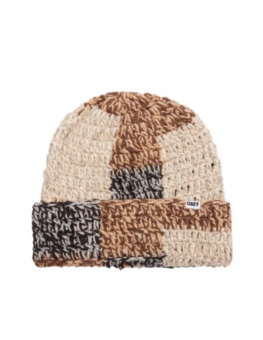 OBEY PATCHWORK RIB BEANIE Brown de votre