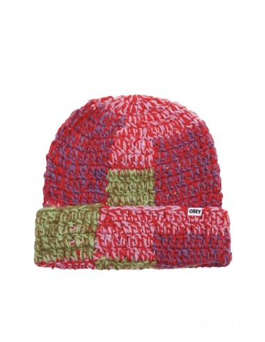 OBEY PATCHWORK RIB BEANIE Red vous aussi creer 